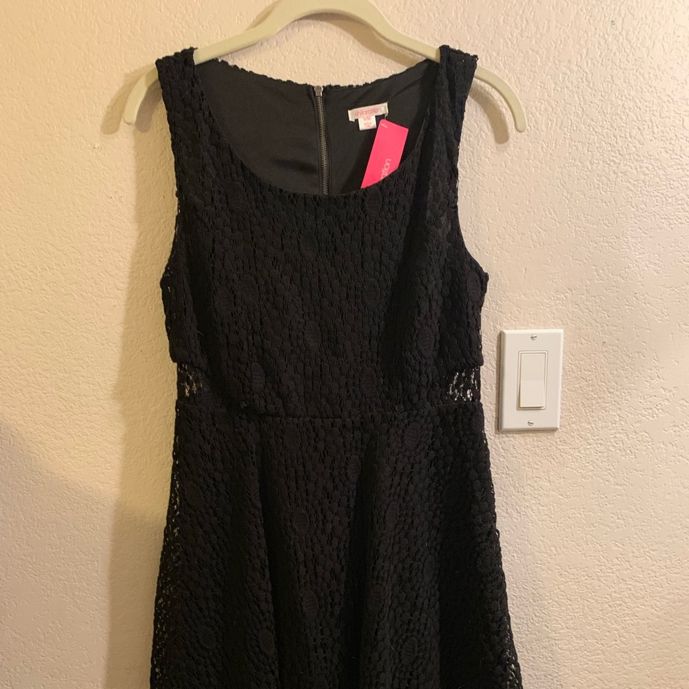 Lace black skater dress